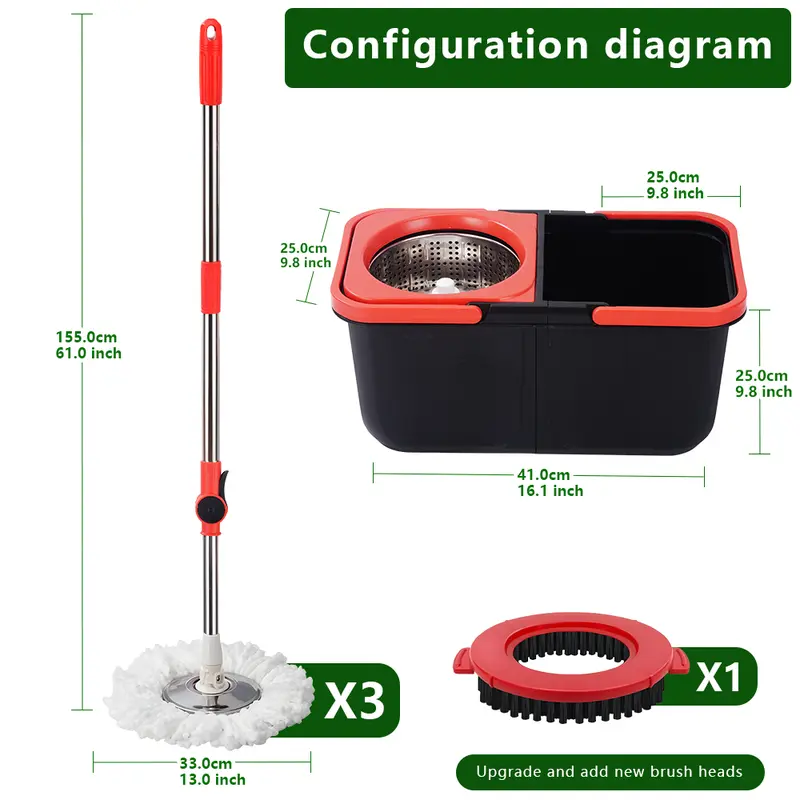 Spin Mop and Bucket Set, 360° Spin Mopping Cleaning Supplies