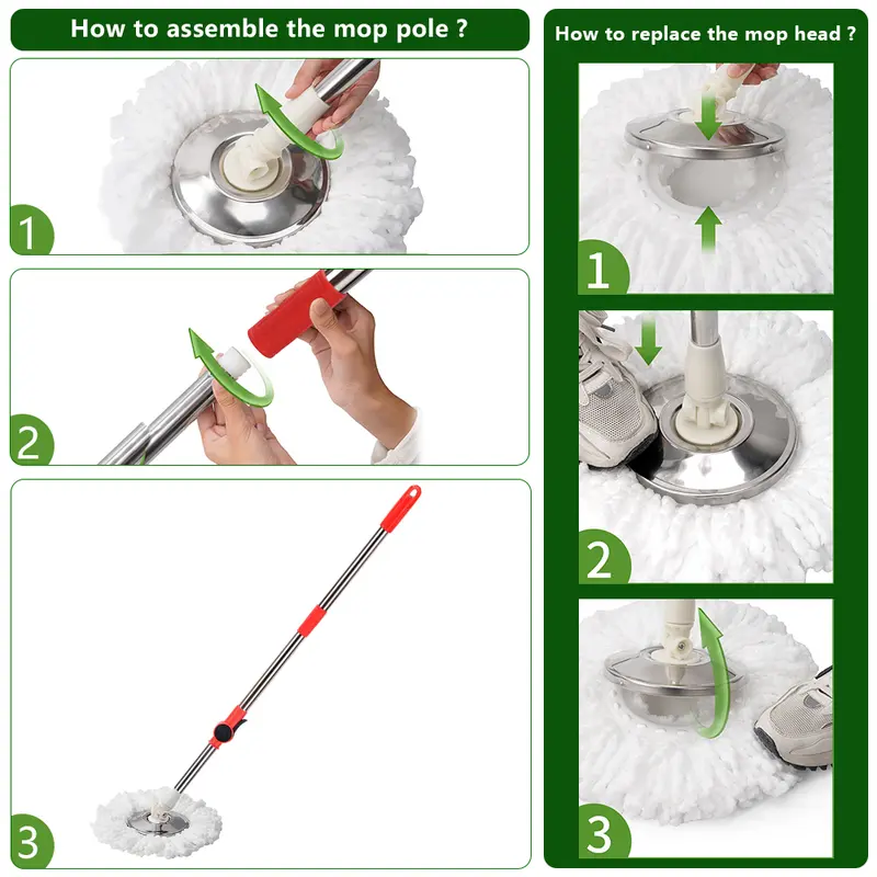Spin Mop and Bucket Set, 360° Spin Mopping Cleaning Supplies